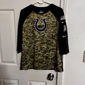 Nike Indianapolis Colts Youth L Long Sleeve Shirt Salute To Service Camo DriFit